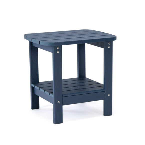 Tanfly - Table d'Appoint avec Étagère - Bleu Marine