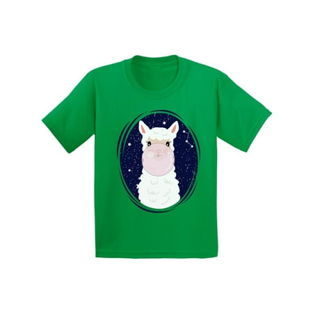 Awkward Styles Llama Youth T-shirts Llama with a Pink Gum Shirt Llama Birthday Gifts Cute Llama Tshirt for Boys Cute Llama Tshirt for Girls Funny Llamma Kids T-shirt
