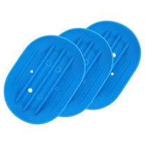 3Pcs Small Soap Dish, Silicone Bathroom Soap Holder Oval Shape Bar Soap Dish with Holes for Shower, Bathroom(Blue)