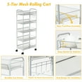 thumbnail image 5 of Costway 5 Tier Storage Rack Trolley Cart Home Kitchen Organizer Utility Baskets Silver, 5 of 10