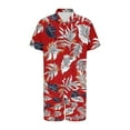 thumbnail image 4 of GERsome Men's Hawaiian 2 Piece Outfits Button Down Short Sleeve Floral Shirts and Shorts Summer Beach Matching Set S-3XL, 4 of 5