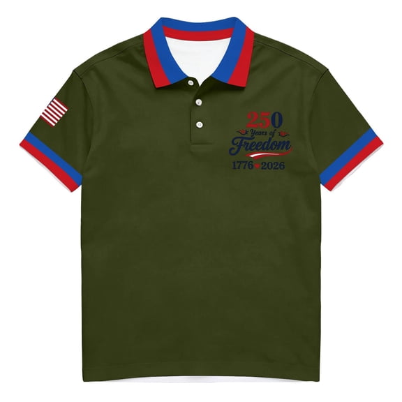Men's USA 250th Anniversary Polo Shirt We The People Patriotic Flag Short Sleeve Golf Tee