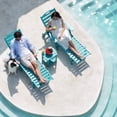 thumbnail image 4 of Wood Look HDPE Outdoor Chaise Lounge Chair, Rolling Pool Lounger, Aqua, 4 of 7