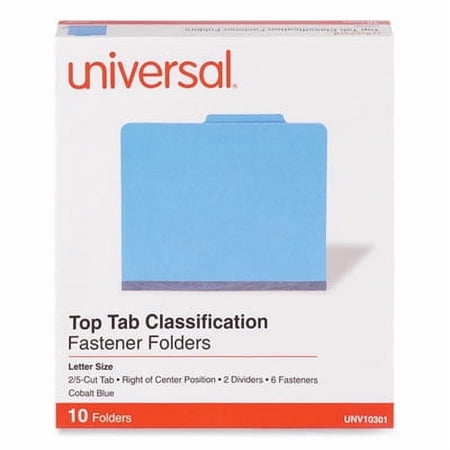 Universal Bright Colored Pressboard Classification Folders 2 Expansion 2 Dividers 6 Fasteners Letter Size Cobalt Blue 10/Box Each Universal Bright Colored Pressboard Classification Folders 2 Expansion 2 Dividers 6 Fasteners Letter Size Cobalt Blue 10/Box Each