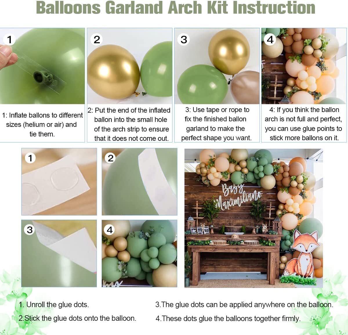 Specool Sage Green Balloon Arch Kit, 95-Piece photo 3