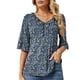thumbnail image 1 of Blusa de media manga para mujer, blusa con cuello en V y ribete con volantes para mujer, camisa informal con cuello en V y rendimiento finamente ajustado, 1 of 2