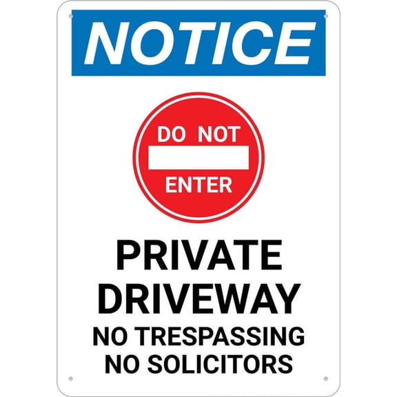 Notice Do Not Enter Private Driveway No Trespassing Or Solicitors Sign Signs Outdoor, Uv Printed Aluminum 12 X 8 In, Weatherproof And Security Signs For Home Or Business