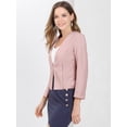 thumbnail image 4 of Oficina de trabajo para mujer, sin cuello, con cremallera, abrigo corto, traje, chaqueta, chaqueta cortada Rosa XL, 4 of 6