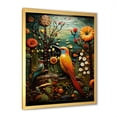 thumbnail image 2 of Designart "Abstract Woodpecker Flower at Night" Animals Framed Wall Art - Traditional Orange Bird Entryway Framed Wall Art Print, 2 of 6