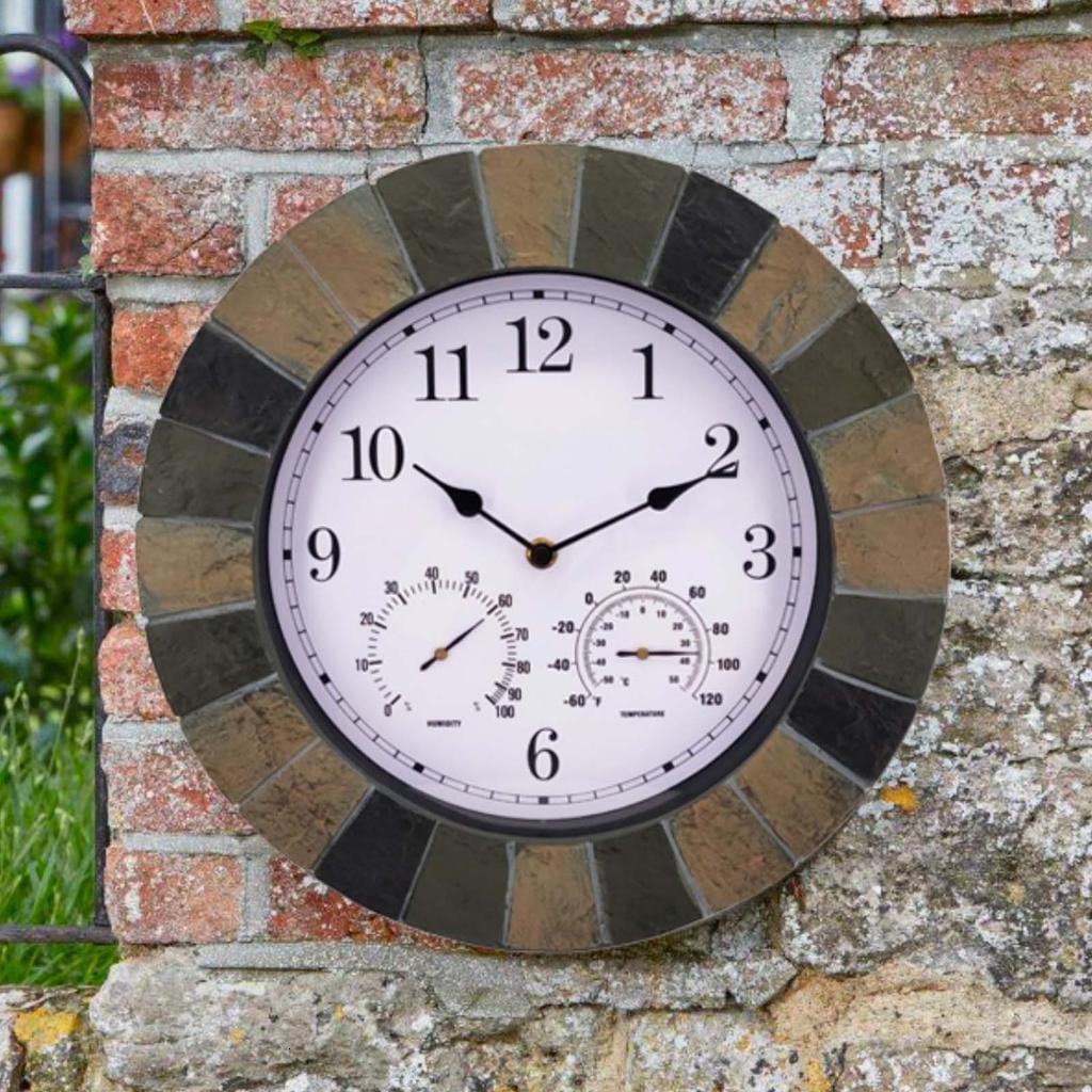 Wall Clock with Temperature and Humidity Waterpoof Silent Clock for Kitchen Home