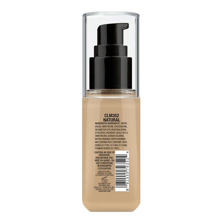 L.A. COLORS Liquid Truly Matte Foundation, Natural, 1.35 fl oz