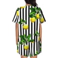 thumbnail image 3 of Picia Lemons on Striped Pajamas Sets for Women Soft Short-Sleeved Pjs with Lounge Shorts Two Piece Sleepwear-Small, 3 of 9