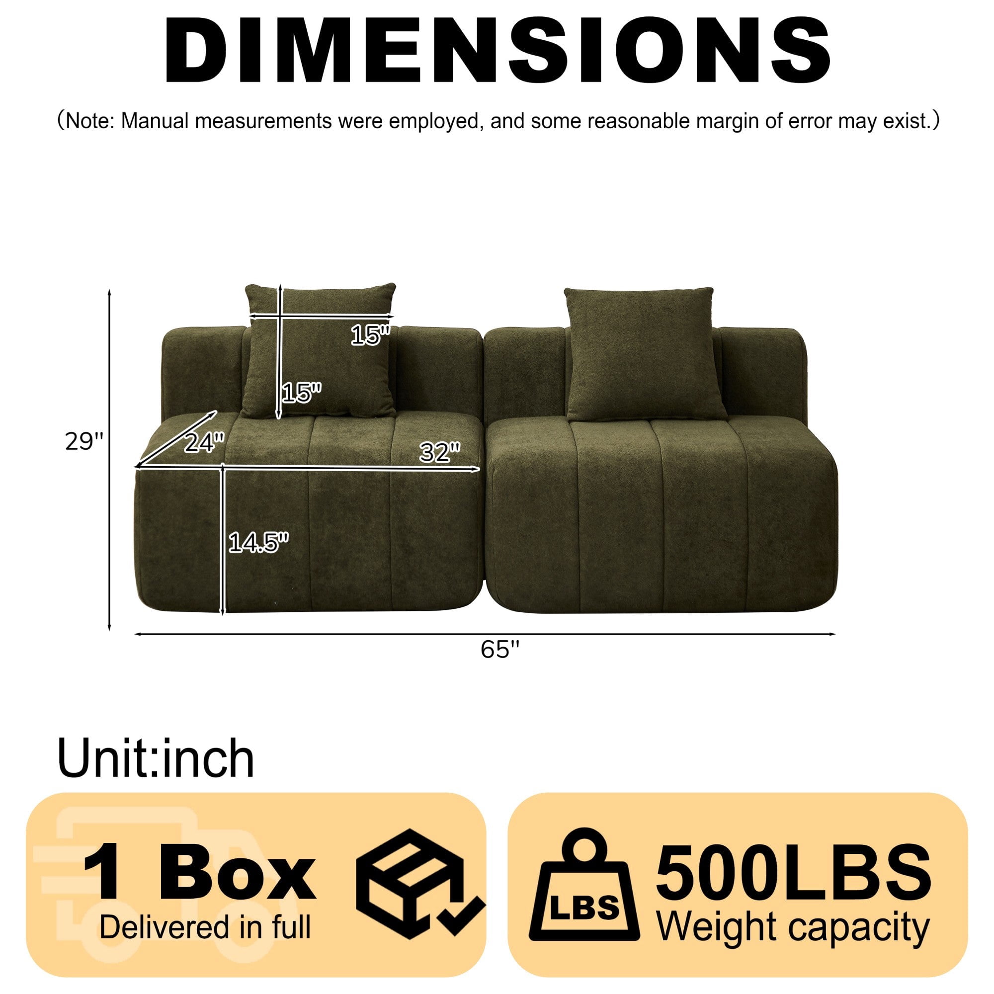 Sailvan Chenille Curved Sectional Sofa, Modern Modular Circular Sofa with Piano Key Design, No Assembly Required Cloud Couch Green