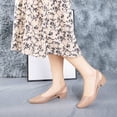 thumbnail image 4 of EKVAHL Women's Slingback Cutout Flats, Square Toe Closed Shoes, Low Block Heel Breathable Casual Dressy Office Daily Elegant Sandals White, 4 of 6