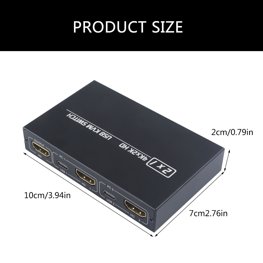 HDTV KVM Switcher 2Port USB Selectors 4K 30Hz Video Resolution for Computer Room Use 3840x2160@30Hz Resolution