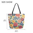 thumbnail image 5 of FORMRS Womens Canvas Tote Bag with Zipper Inner Pocket Shoulder Handbag, Vibrant Flowers Pattern, 5 of 7