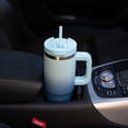 thumbnail image 2 of BJPKPK - Vaso con asa de acero inoxidable aislado de 30 onzas con tapa y popote para agua o café helado, color azul moderno, 2 of 6