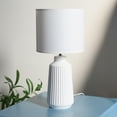 thumbnail image 5 of Simple Designs 15.94" Glow & Flow Minimalist Grooved Ceramic Table Lamp, Monochromatic Fabric Shade, Textured Accent Lighting, For Bedroom, Office, Living Room,Off White, 5 of 6