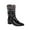 Black, variant on jovati Autumn And Winter Sequins Stitching Patent Leather Pointed Toe Boots Flat Boots