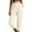 Beige, variant on HBYJLZYG Cotton Linen Capris Pants For Women，Summer Solid Color Elastic High Waist Casual Loose Sports Trousers With Pocket Wide Leg Pants