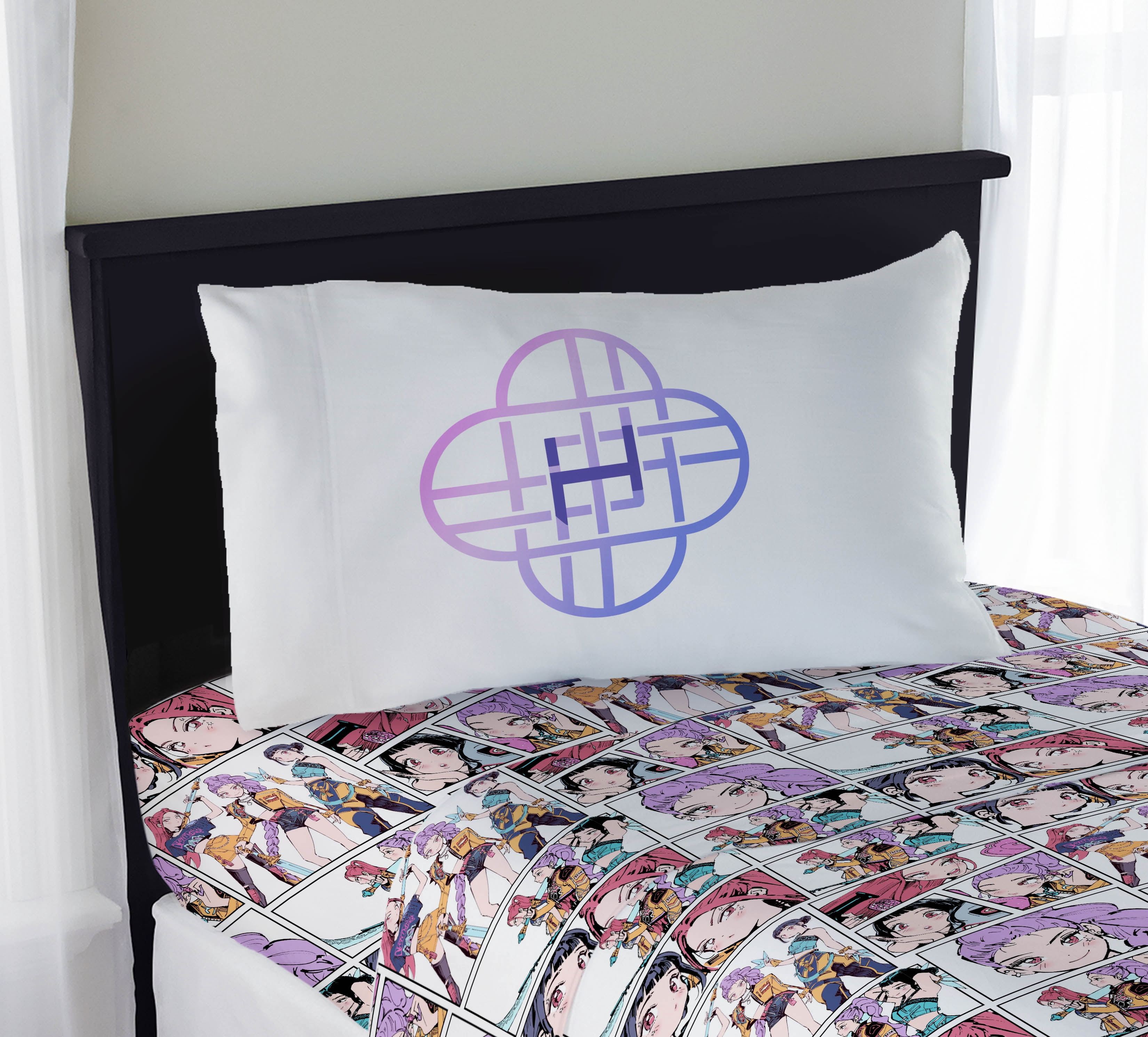 KPOP Demon Hunters Huntrix Trio Kids 3 Piece Bedding Sheet Set, Multicolor, Twin