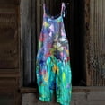 thumbnail image 1 of ICHUANYI Clearance Women's Casual Sleeveless Strap Floral Printed Spaghetti High Waist Wide Leg Jumpsuit Rompers(Blue, XL) ICHUANYI WER2023080917017, 1 of 4