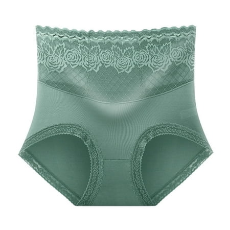 Spdoo Women s Lace Briefs Floral Underwear Modal High Waist Tummy Control Panties Full Coverage Ladies Sexy Panty Green 2XL