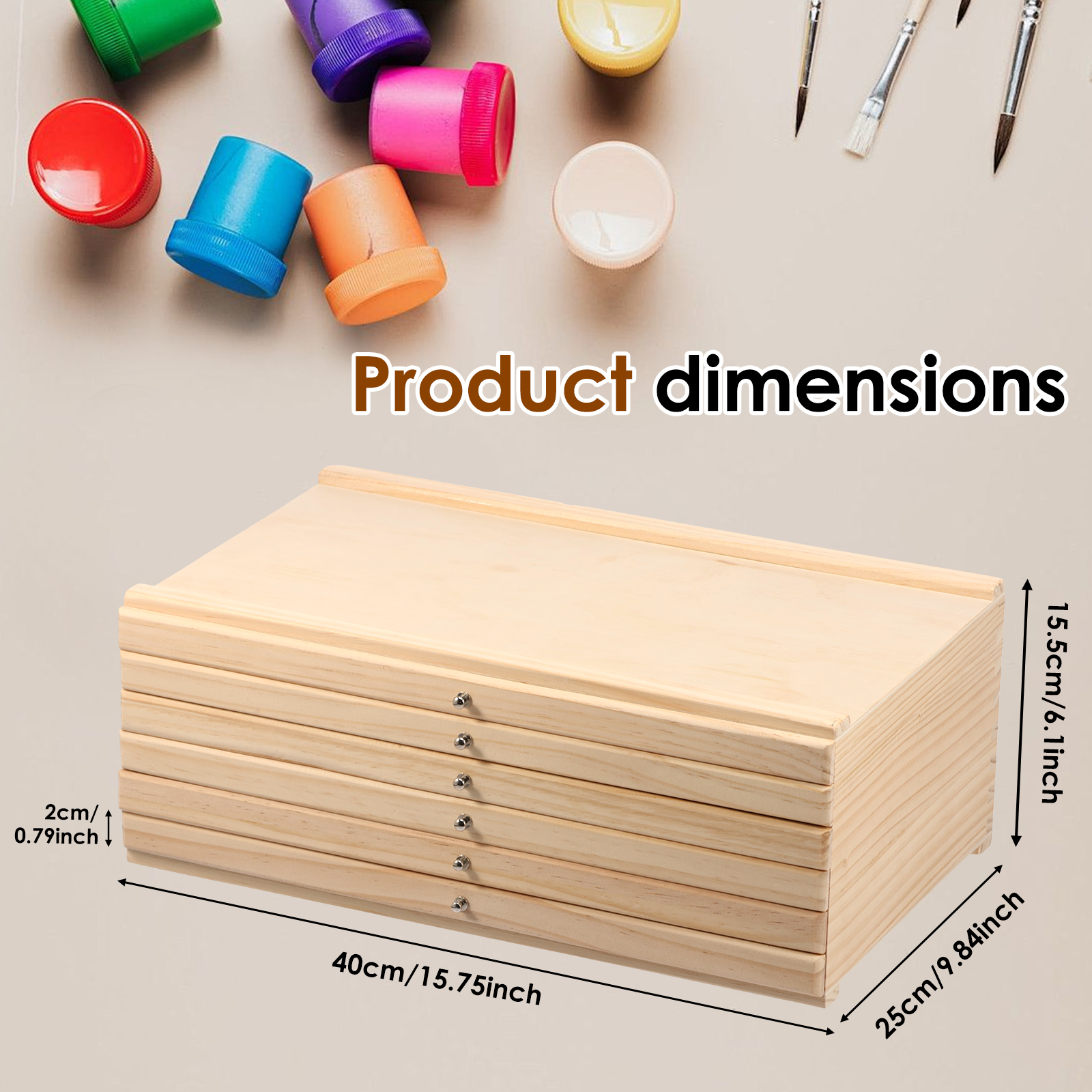 Threns 4/6 Drawer Wooden Artist Supply Storage Box Multifunction Wood Art Tool Paint Brush Organiser Box for Markers Pencils Pens