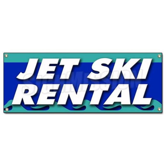 SignMission B-Jet Ski Rental Jet Ski Rental Banner Sign - Boat Skiing Water Wave Runner Kayak Canoe Rent Row