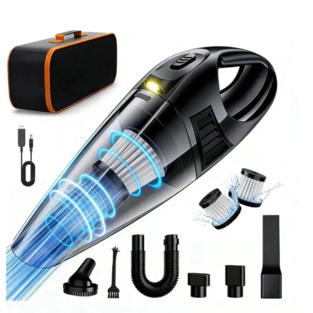 Aspiradora Portátil Inalámbrico De Mano Con Filtro Lavable Volumen 500ml 9kpa 2 Filtros Hepa Para Autos Hogar Oficina Modelo Negro