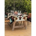 thumbnail image 3 of Outdoor Table Cloth with Umbrella Hole and Zipper, Boho Brown Teal Red Waterproof Rectangle Tablecloth 54"x80", Southwestern Geometric Art Vintage Washable Table Cover for Outside Party Patio Picnic, 3 of 8