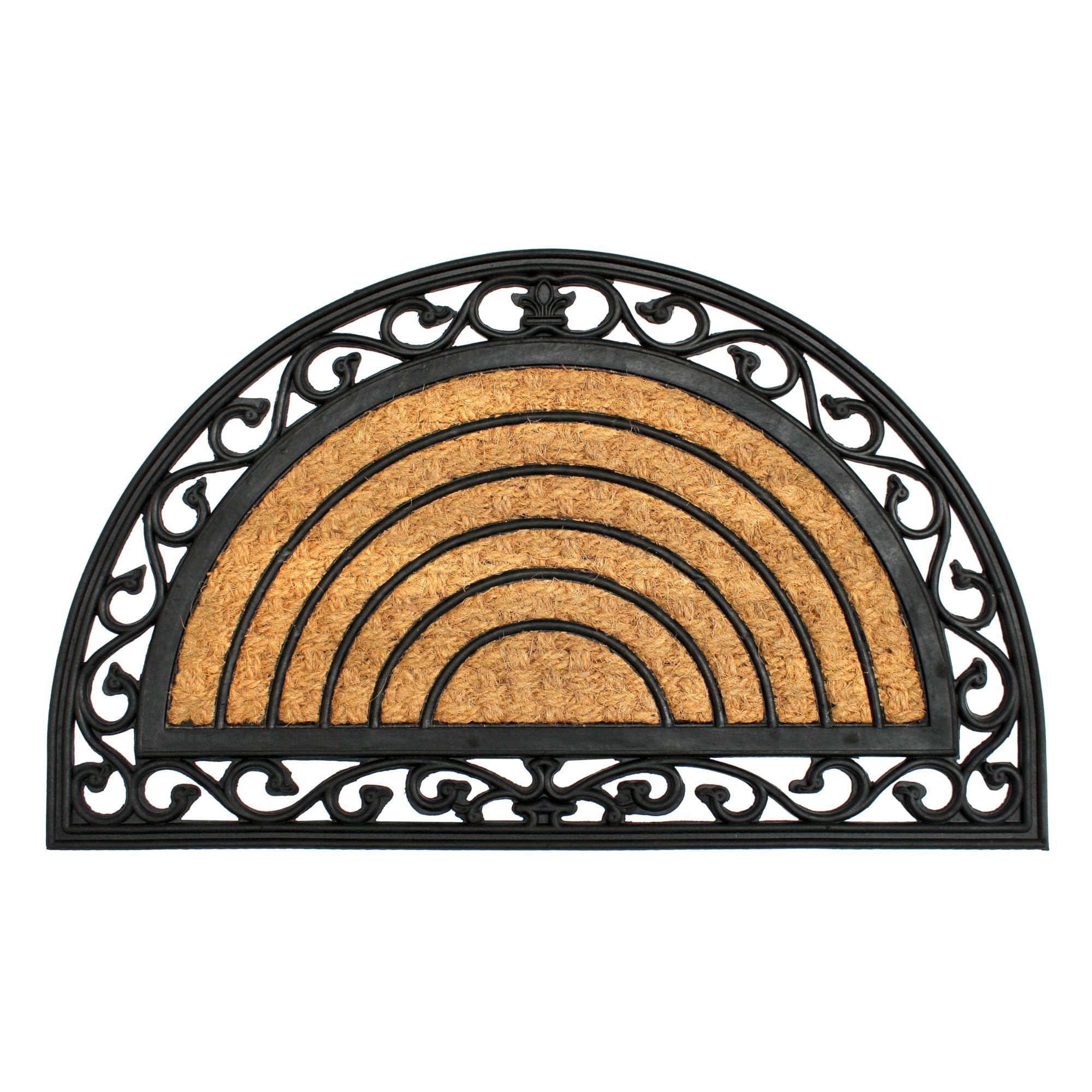 RugSmith Moulded Rubber Coir Half-round Irongate Outdoor Doormat, 18' x 30'