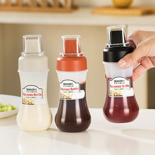 BRIGHTFROM Condiment Squeeze Bottles, 4 oz Empty Squirt Bottle, Red Top Cap, Leak Proof - for Ketchup, Mustard, Syrup, Sauces, Dressing, Oil, Arts 