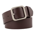 thumbnail image 1 of EeaseMX Cinturón de cuero para mujer, totalmente ajustable, informal, con hebilla cuadrada (110 cm de largo, 3,3 cm de ancho, color café y plateado)., 1 of 7