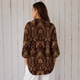 thumbnail image 2 of Nyfairy Plus Size Women's Floral Embossed Print Long Sleeve Button Down Casual Shirt, 2 of 5