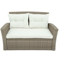 thumbnail image 5 of 6-Piece Outdoor Sectional Sofa Set, Wicker Conversation Sets with Arm Chairs, Tempered Glass Table, Ottomans, Cushions, All-Weather Rattan Patio Furniture Sets for Backyard, Garden, Poolside, K3005, 5 of 10