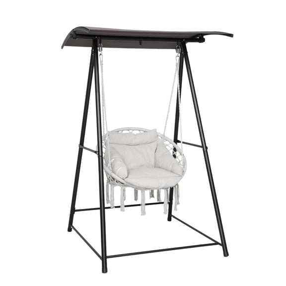 Ktaxon Hammock Chair with Stand, 660LB Hanging Swing Chair with Cushion & Canopy for Yard