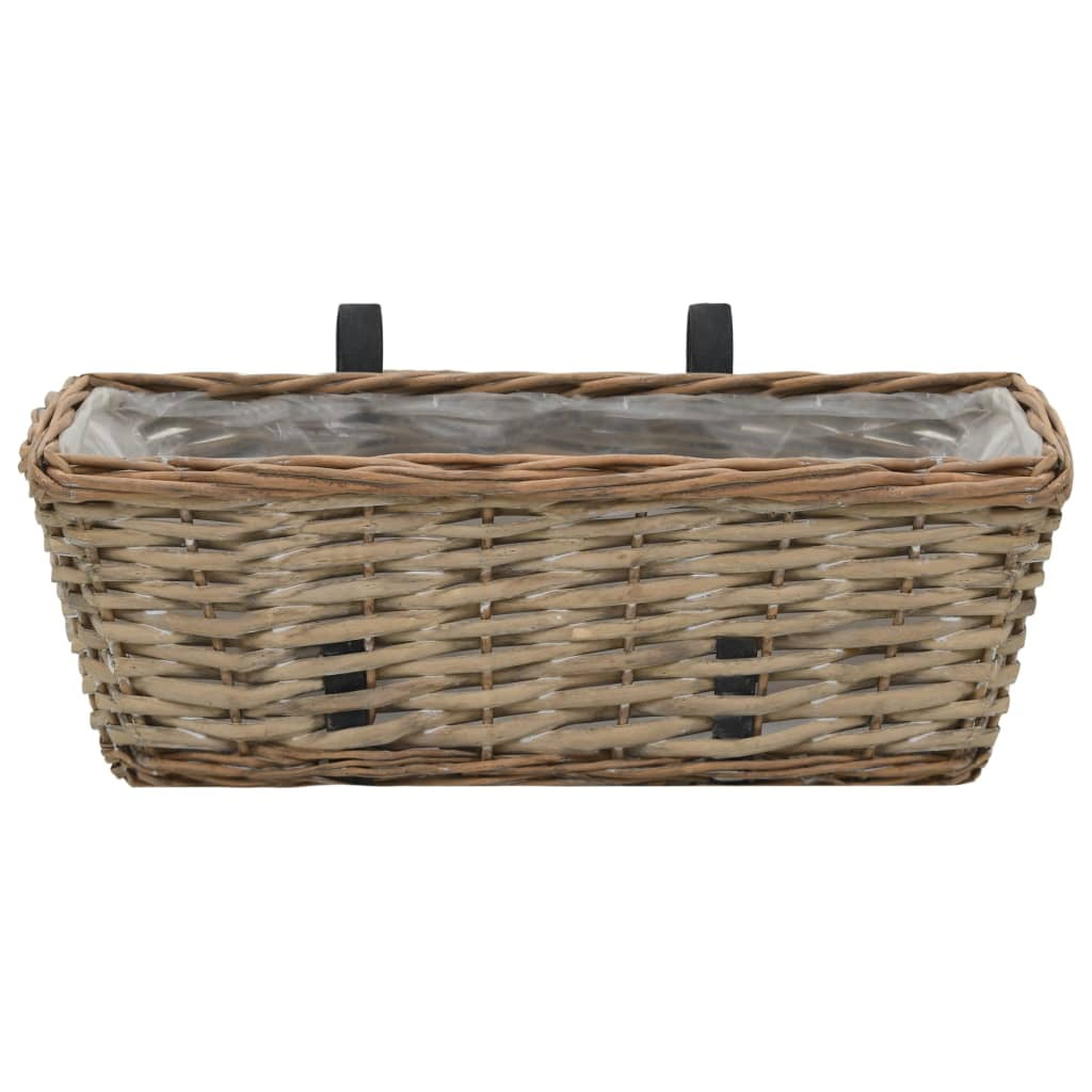 Kepooman 2pcs Planter Wicker with Pe Lining for Balcony Patio Backyard, Brown