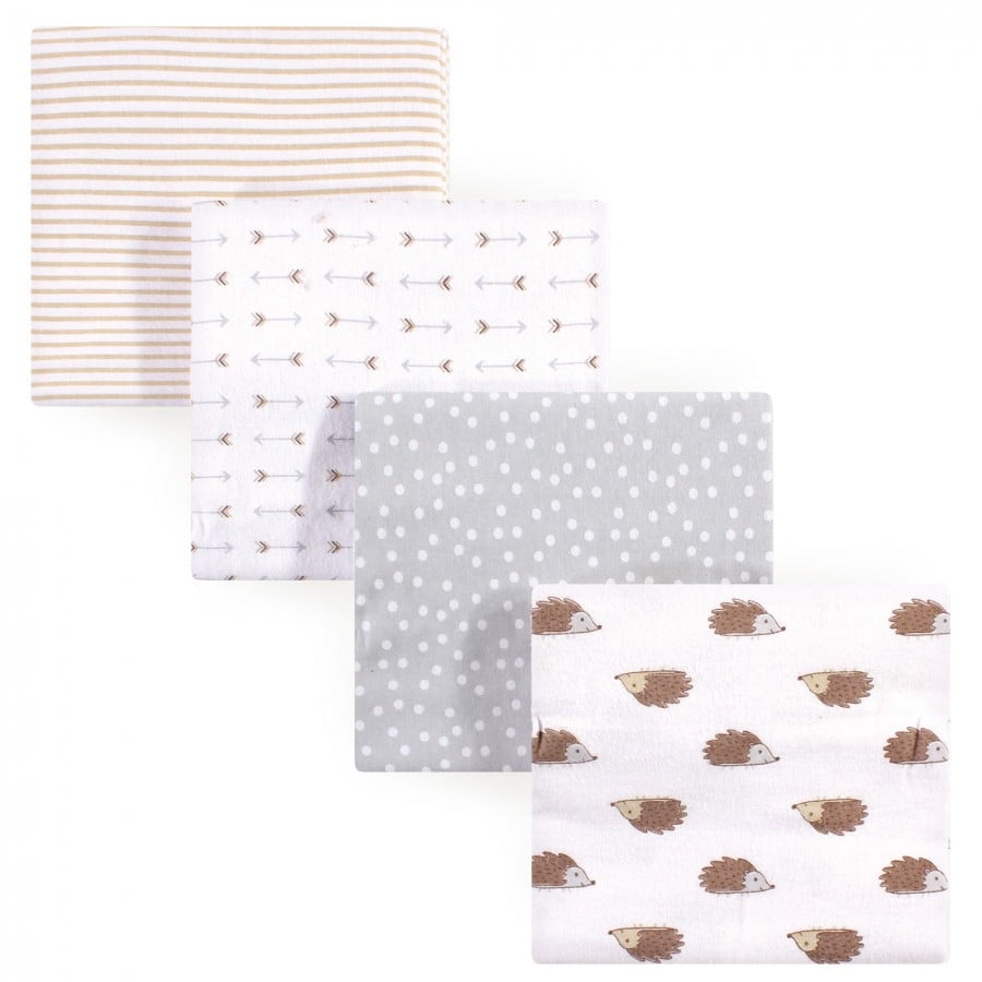 Hudson Baby Infant Cotton Flannel Receiving Blankets, Hedgehog, One Size