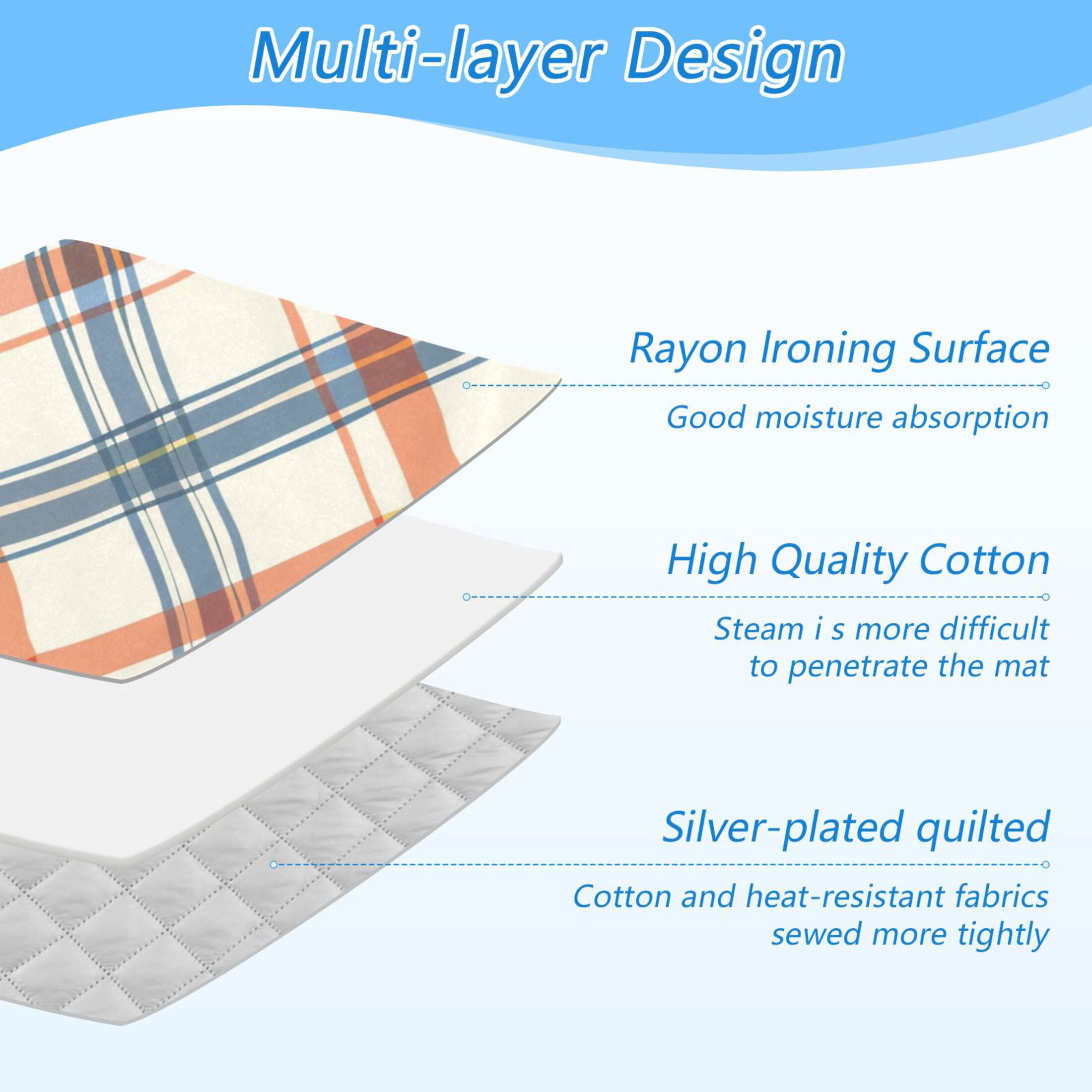 Diagonal Plaid Ironing Mat Blanket Portable Travel Ironing Pad Heat Resistant Pad 47.2" x 27.6”