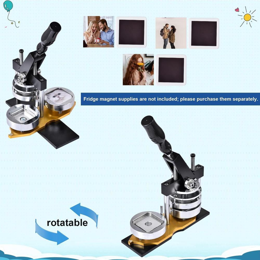Ultra HD Photo Magnet Machine, 2x2 Inch DIY Badge Press Kit for Refrigerator Decals, Gifts, and Craft Projects