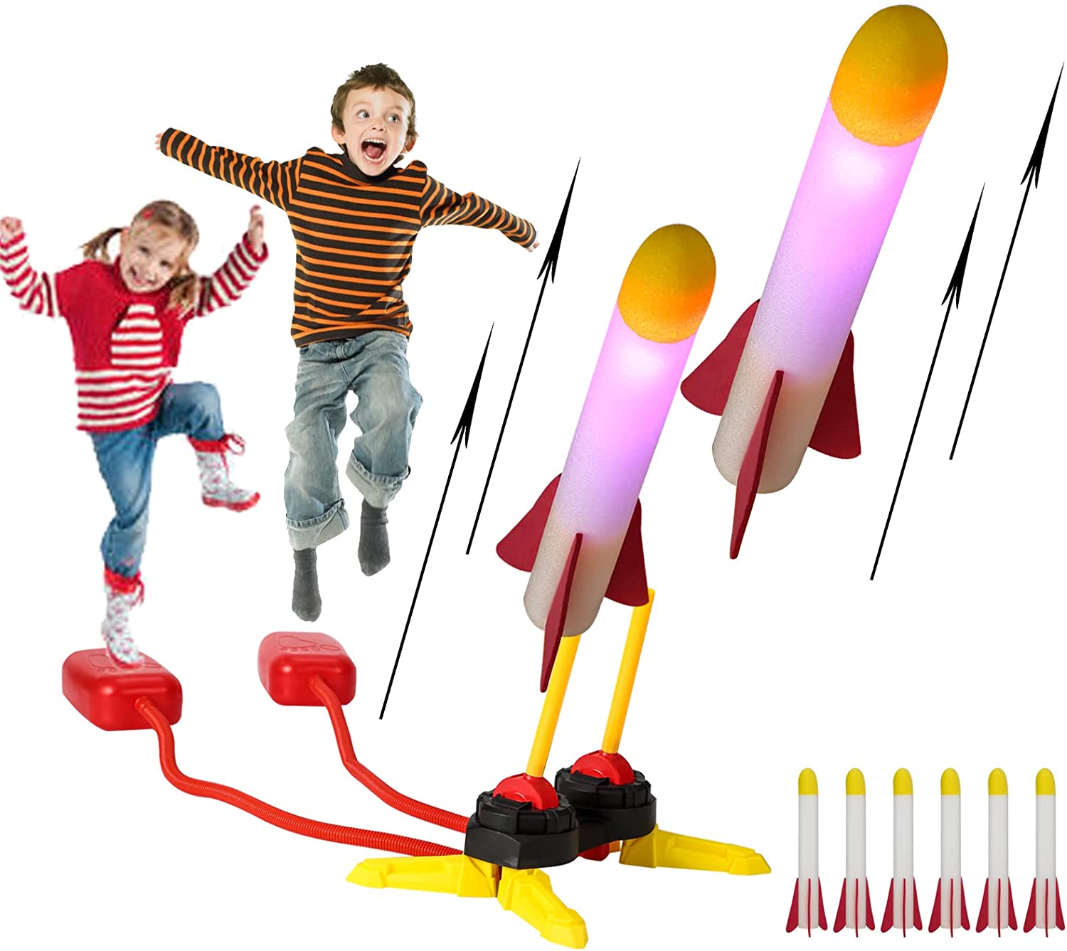 Terra Toy Rocket Launcher for Kids，Outdoor Rocket Toys with 6 Foam