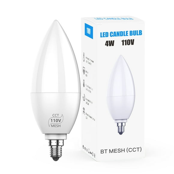 4W 110V Smart Light Bulbs E12 Base BT LEDs Candle Bulb 16 Million Colors Dimmable