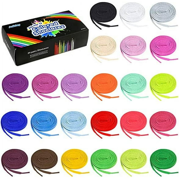 CLEARANCE 24 Pairs 31" 40" 47" 54" Flat Colored Shoelaces Shoestrings for Sneakers Skate Shoes Sport Shoes Boots