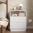 thumbnail image 7 of FANRAL Set of 2 Modern 2 Drawer Nightstands with Charging Station,Wooden Bedside Table End Table with Curved Silhouette & Metal Handles,White Night Stand, 7 of 7