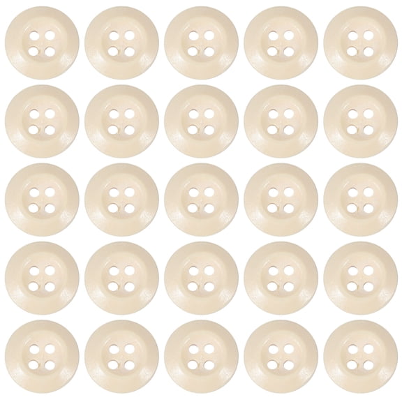 Wooden Buttons 1/2 Inch (13mm), 50 Pcs 4 Holes Handmade Ornament Sewing Button, Beige