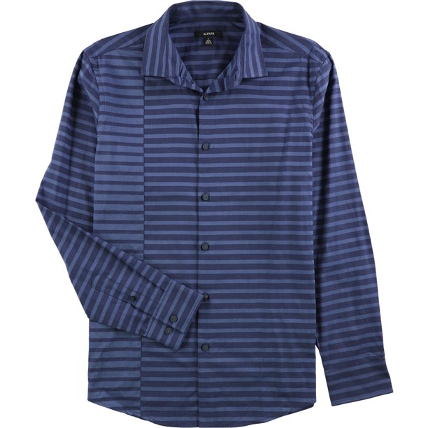 Alfani - Camisa con botones para hombre, color azul, mediano