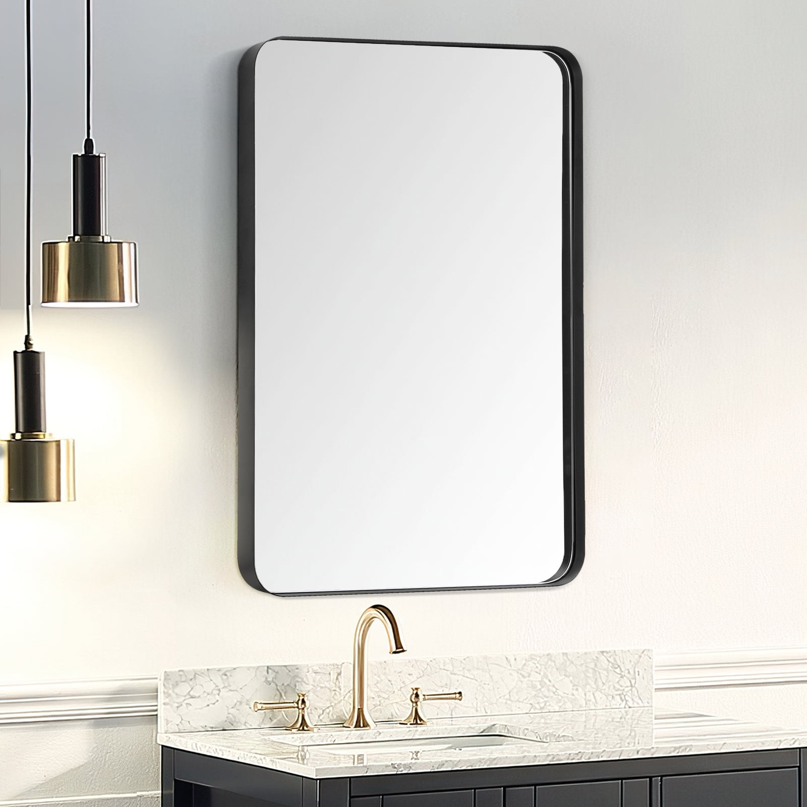 Clavie Black Bathroom Mirror, 24x36 Bathroom Wall Mirror, Bathroom