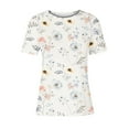 thumbnail image 4 of Women's Boho Flowers T Shirts Graphic Tees Summer Tops Wildflower Floral Shirt Short Sleeve Casual Loose Fit Shirt, 4 of 5