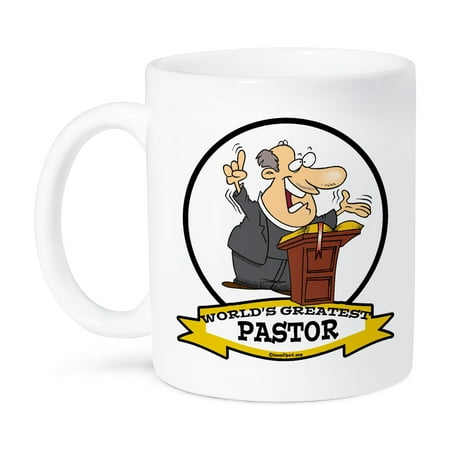 

3dRose Funny Worlds Greatest Pastor Men Cartoon 11oz Mug